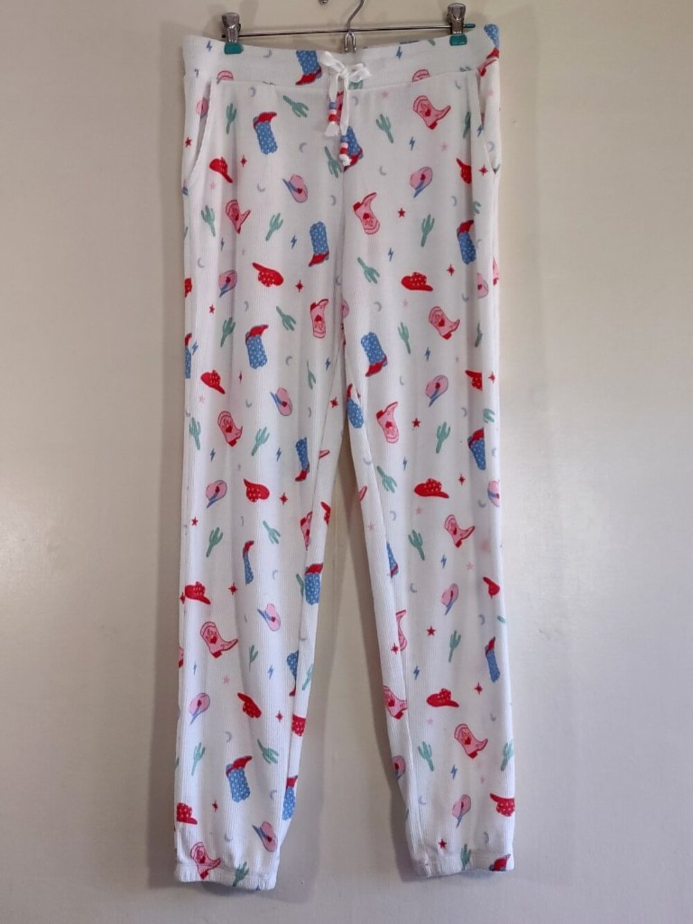 PJ Salvage Western Country Honey Thermal PJ Set Women Medium Cowboy Hats Boots - Picture 10 of 15
